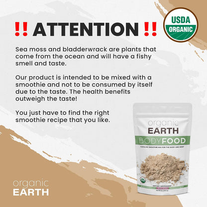 Organic Earth Irish Sea Moss Powder with Bladderwrack & Burdock Root - 227 g