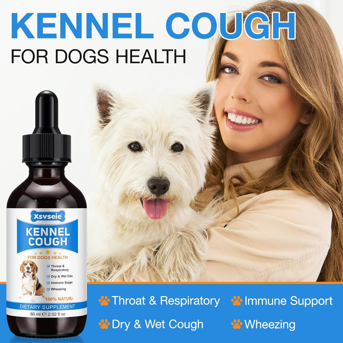 Kennel Cough Treatment Drops for Dogs, Natural Dog Supplement Herbal Kennel Cough Drops for All Breeds & Size Dog - görsel 2