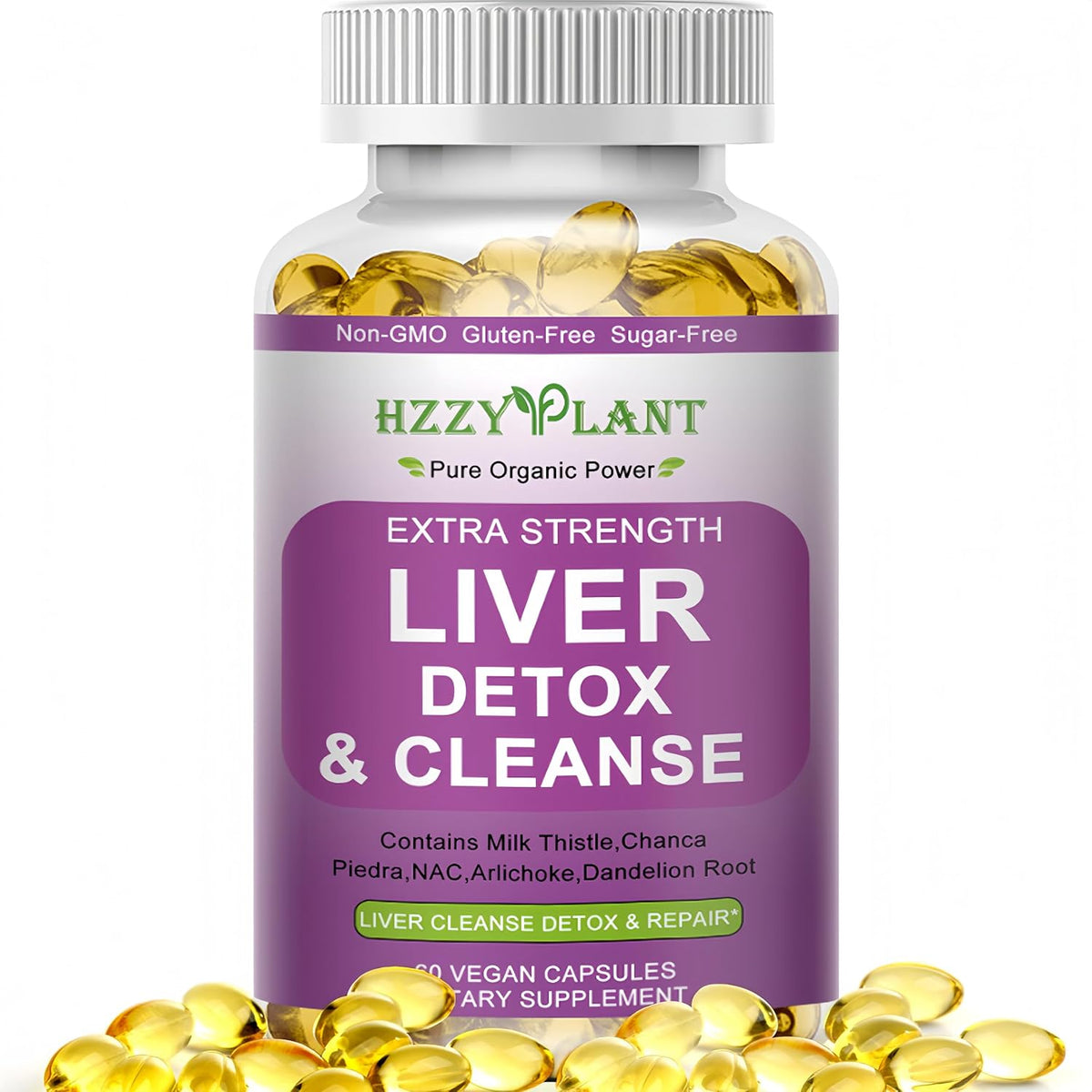 HZZYPLANT Liver Cleanse Detox & Repair Soft gel capsules – 15-in-1 Herbal Liver Support with Milk Thistle, NAC, Artichoke (60 Soft gel capsules) - görsel 1