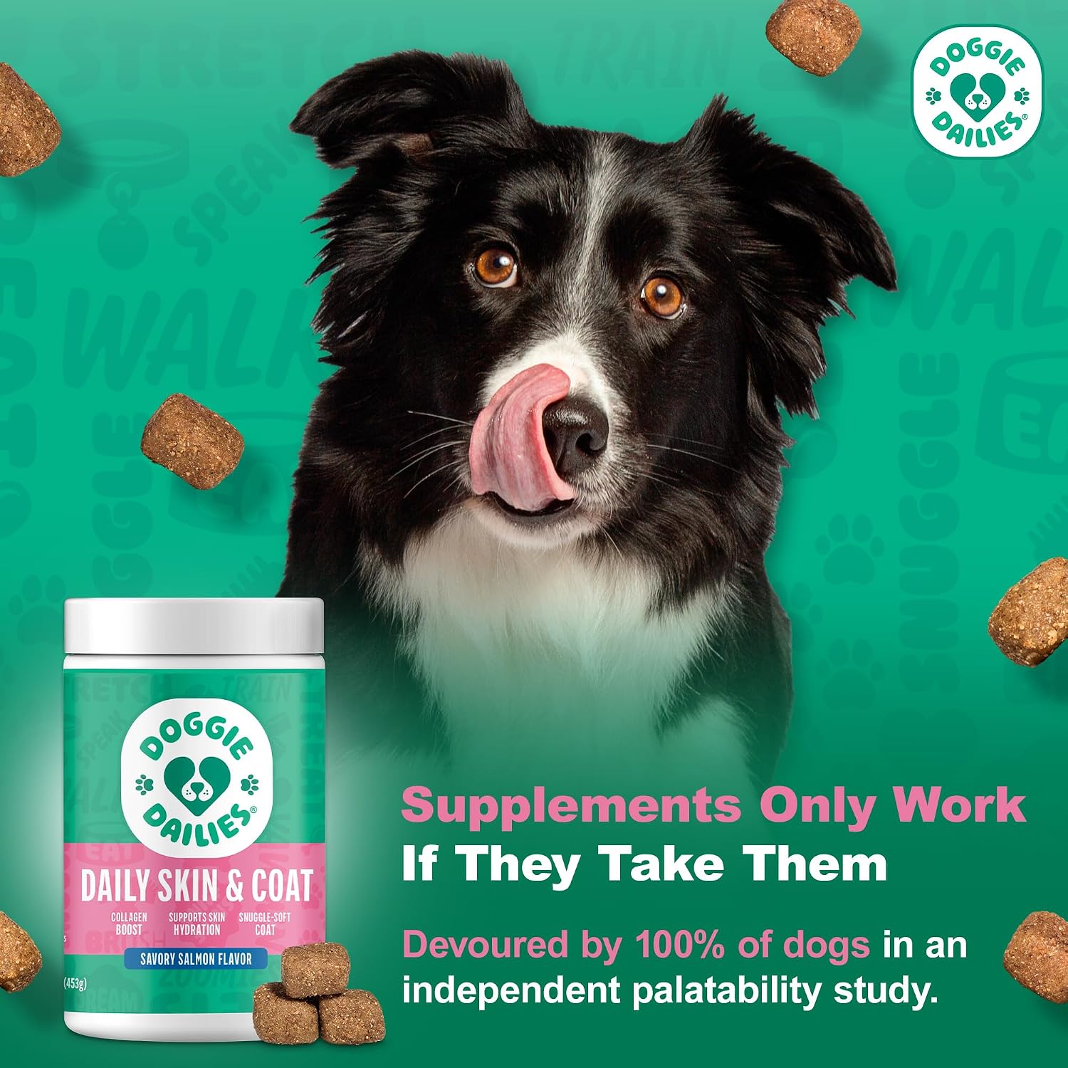 Doggie Dailies Skin & Coat Supplement for Dogs – Salmon Oil with Collagen, 225 Soft Chews - görsel 3