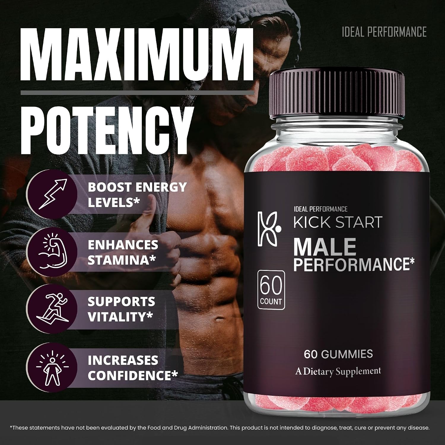 Kickstart Gummies, Official Kick Start Supplement Gummy for Men – Maximum Strength Performance, All Natural Support for Overall Health and Wellbeing, Advanced Formula Gummy Reviews (2 Pack) - görsel 4