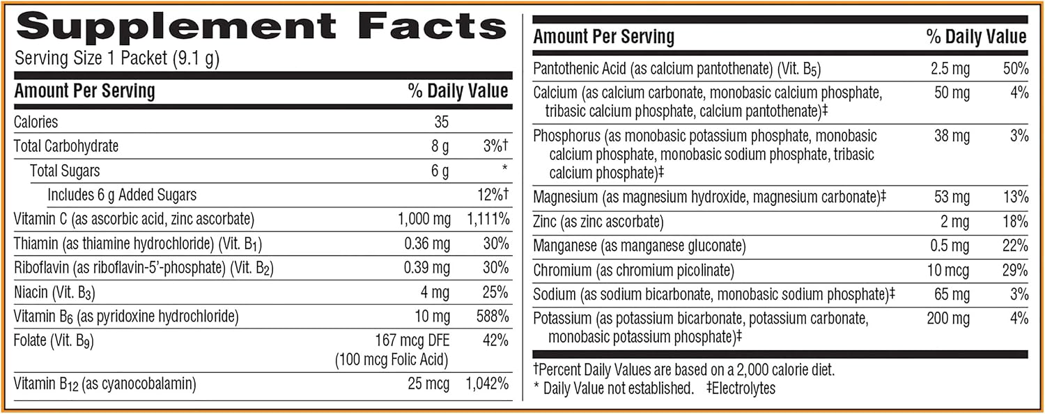 Emergen-C 1000mg Vitamin C Powder for Immune Support, Super Orange, 30 Sachets - görsel 7