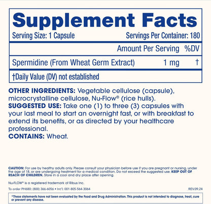 ProHealth Pure Spermidine 1 mg - 180 Capsules - Plant-Based Cellular Renewal Supplement