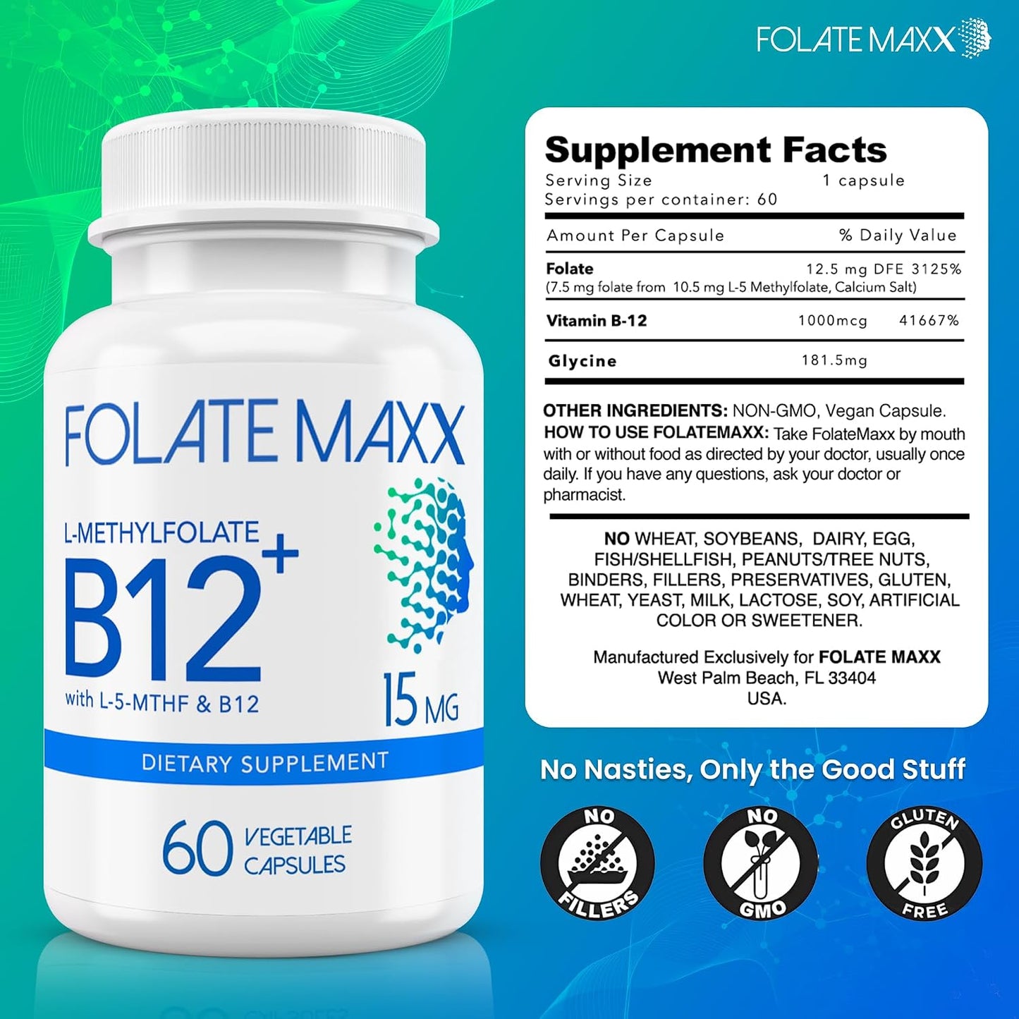FolateMaxx L-Methylfolate 15mg with Methylcobalamin B12 – 60 Capsules - görsel 4
