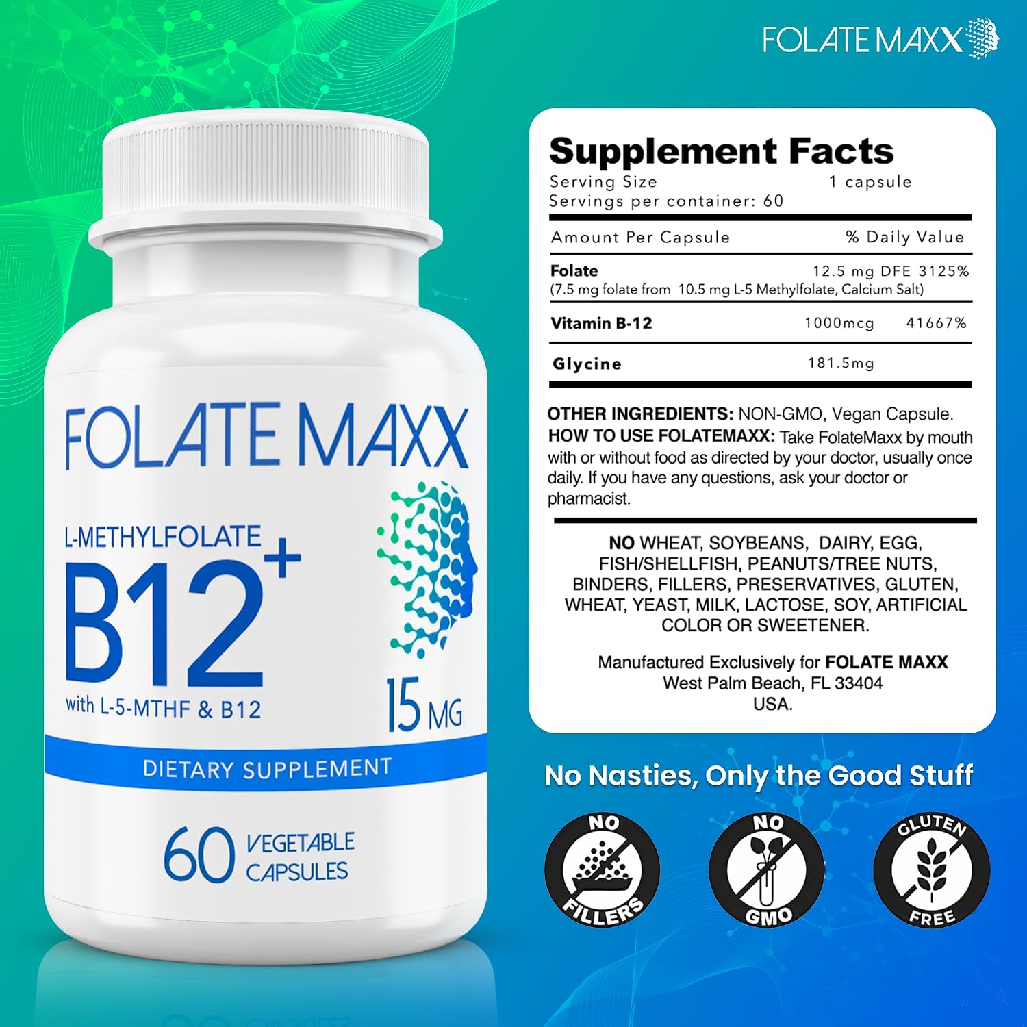 FolateMaxx L-Methylfolate 15mg Plus Methyl B12 | 60 Capsules - görsel 4