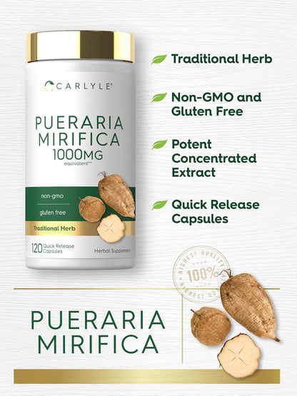 Carlyle Pueraria Mirifica Capsules | 120 Capsules | Root Extract | Non-GM & Gluten-free Supplement