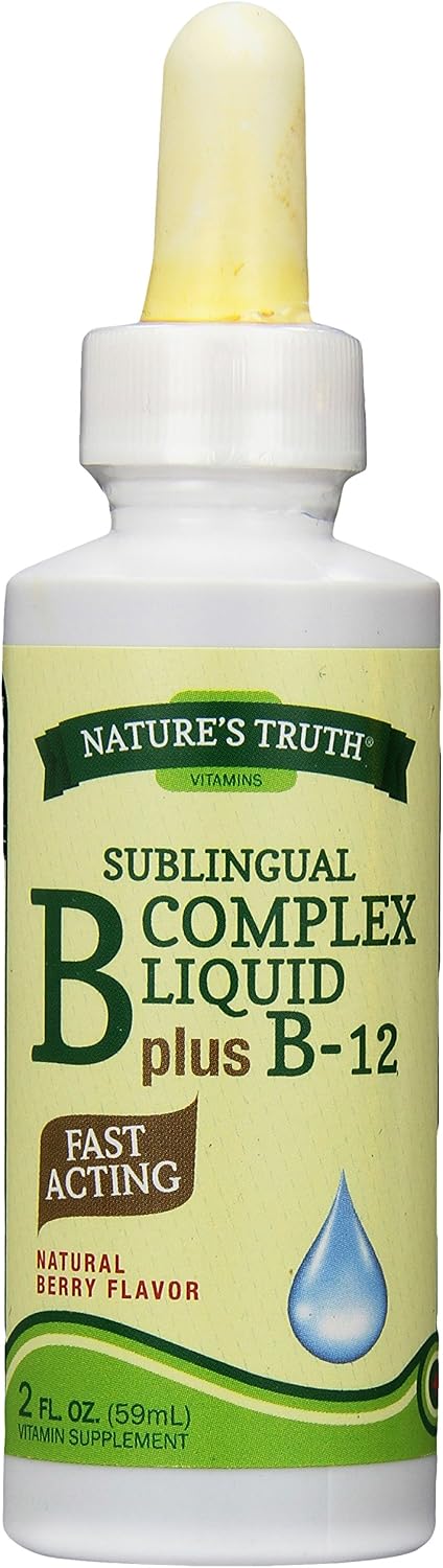 Nature's Truth Sublingual Vitamin B Complex Plus B-12, Natural Berry, 60 ml (Pack of 3) - görsel 1
