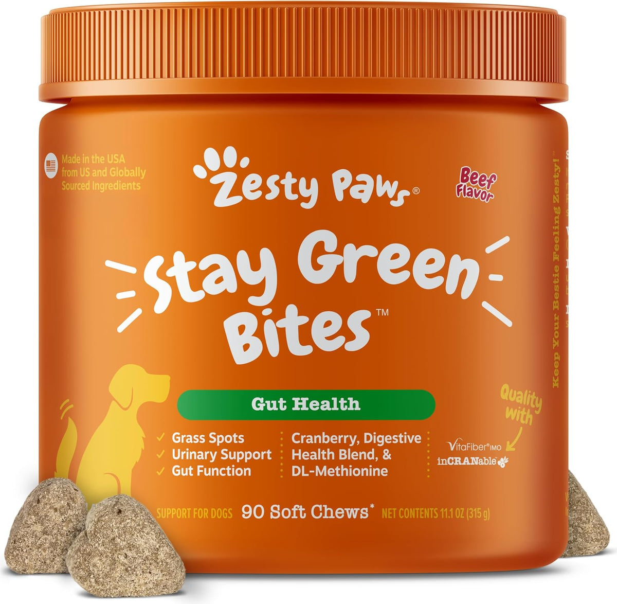 Zesty Paws Stay Green Bites for Dogs – Grass Burn Soft Chews with Cranberry and Probiotics, Chicken Flavour, 90 Count - görsel 9