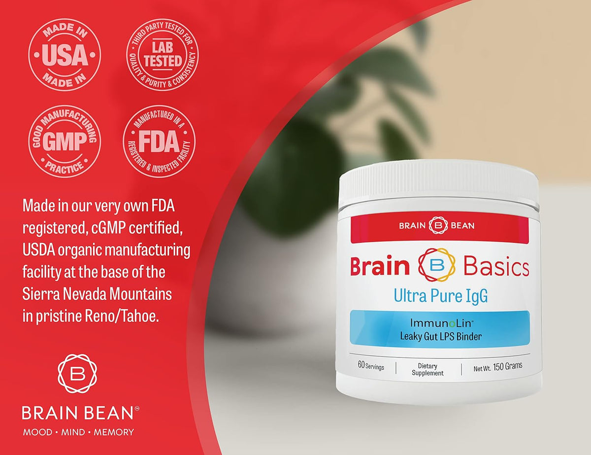 Brain Basics Ultra Pure IgG Supplement - Dairy-Free IgG Powder, 150g (60 Servings) - görsel 6