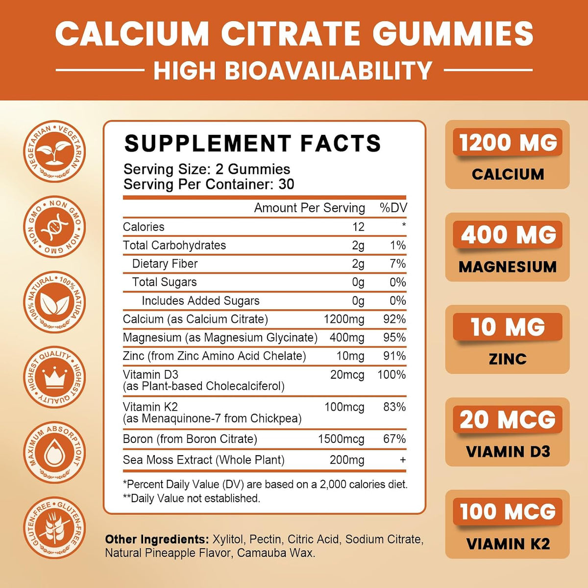 GONGOTA Calcium Citrate Gummies with Vitamin D3 - 120 Gummies - görsel 6