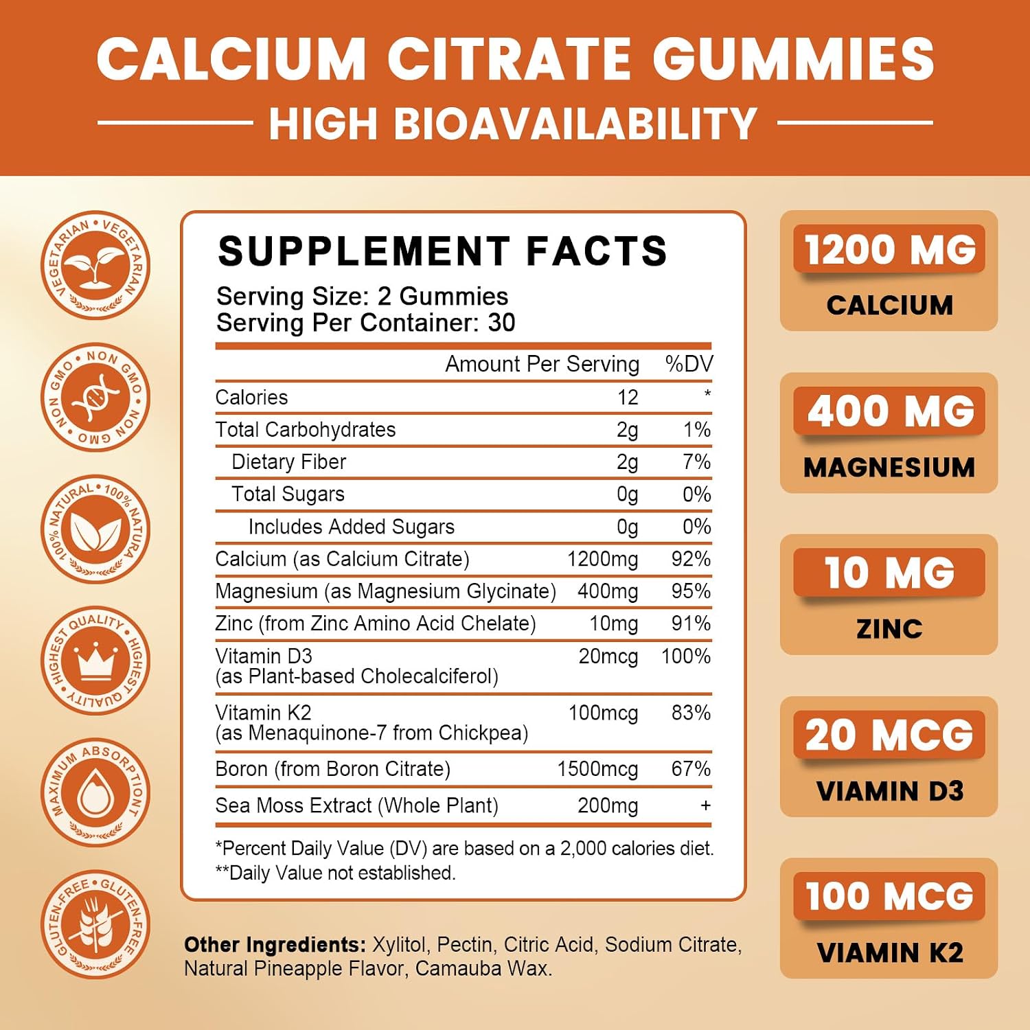 GONGOTA Calcium Citrate Gummies with Vitamin D3 - 120 Gummies - görsel 6