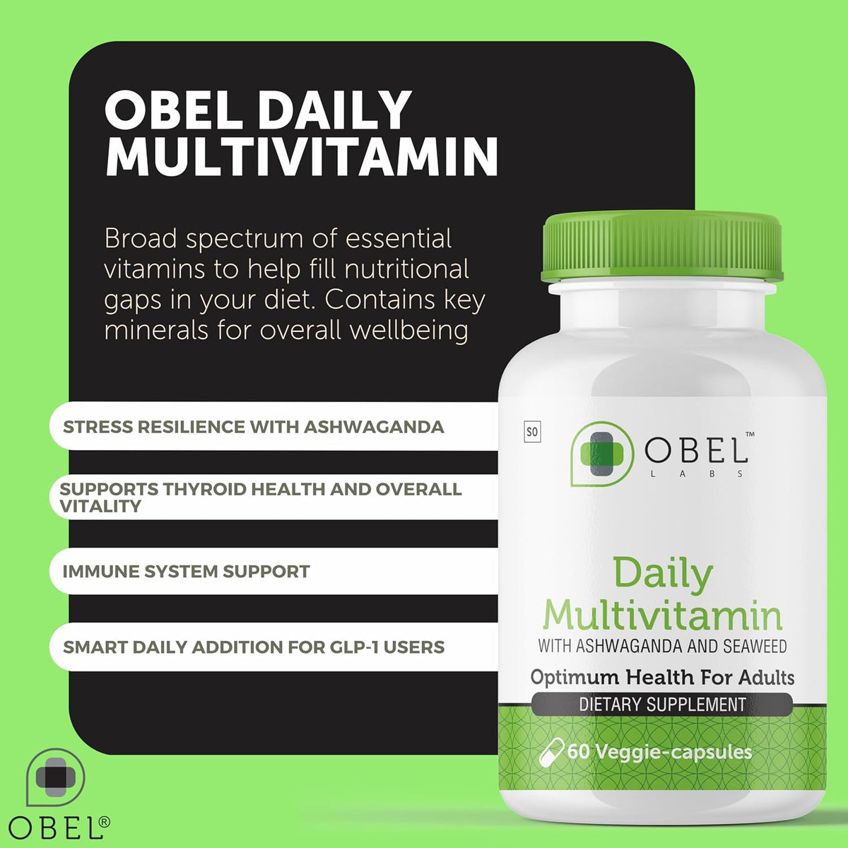 obel Daily Multivitamin with Ashwagandha & Seaweed - 60 Capsules - görsel 3