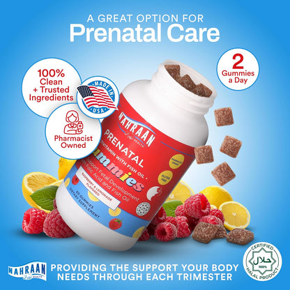 Halal Prenatal Gummies for Women with DHA and Folic Acid