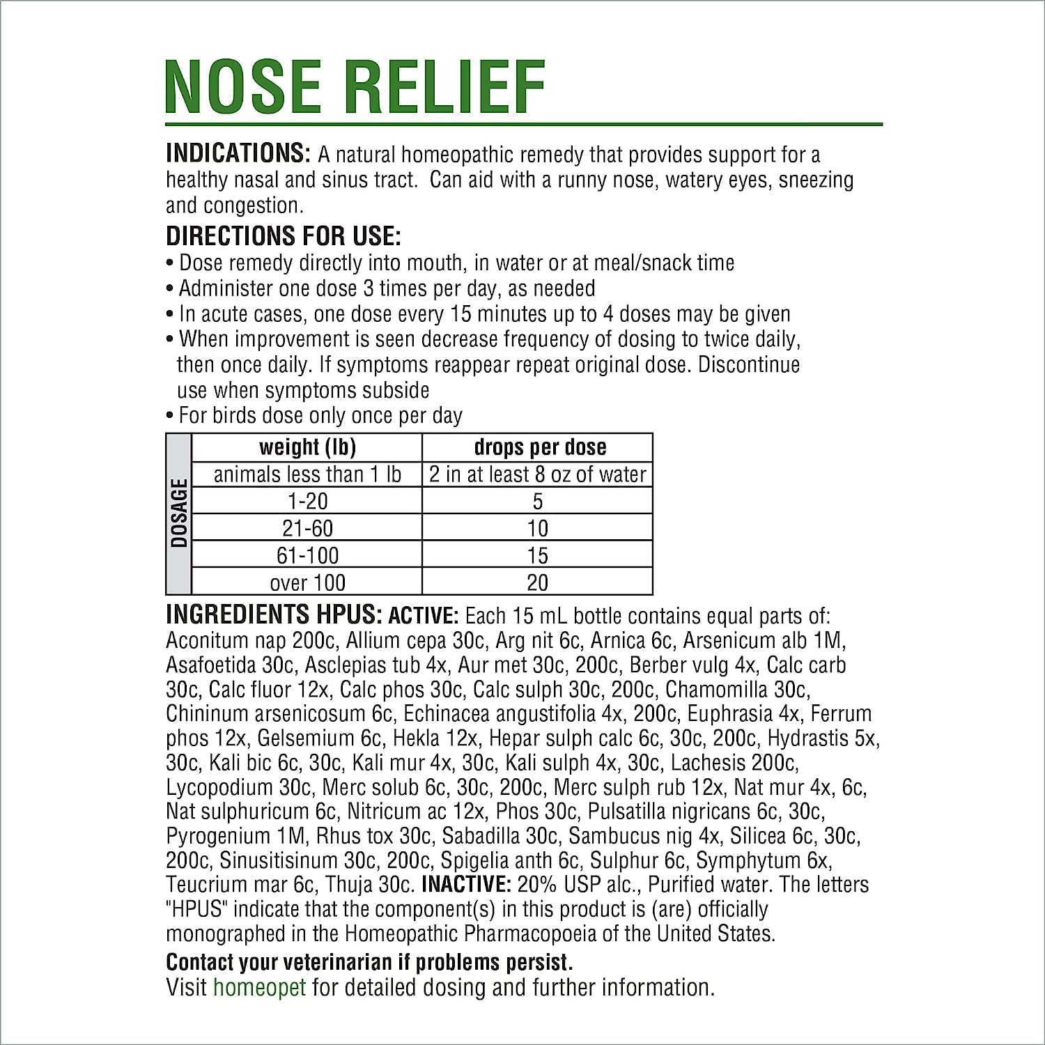 Dog Homeopet Nose Relief - Homeopathic Nasal Support for Dogs, Cats & More (15 ml) - görsel 7