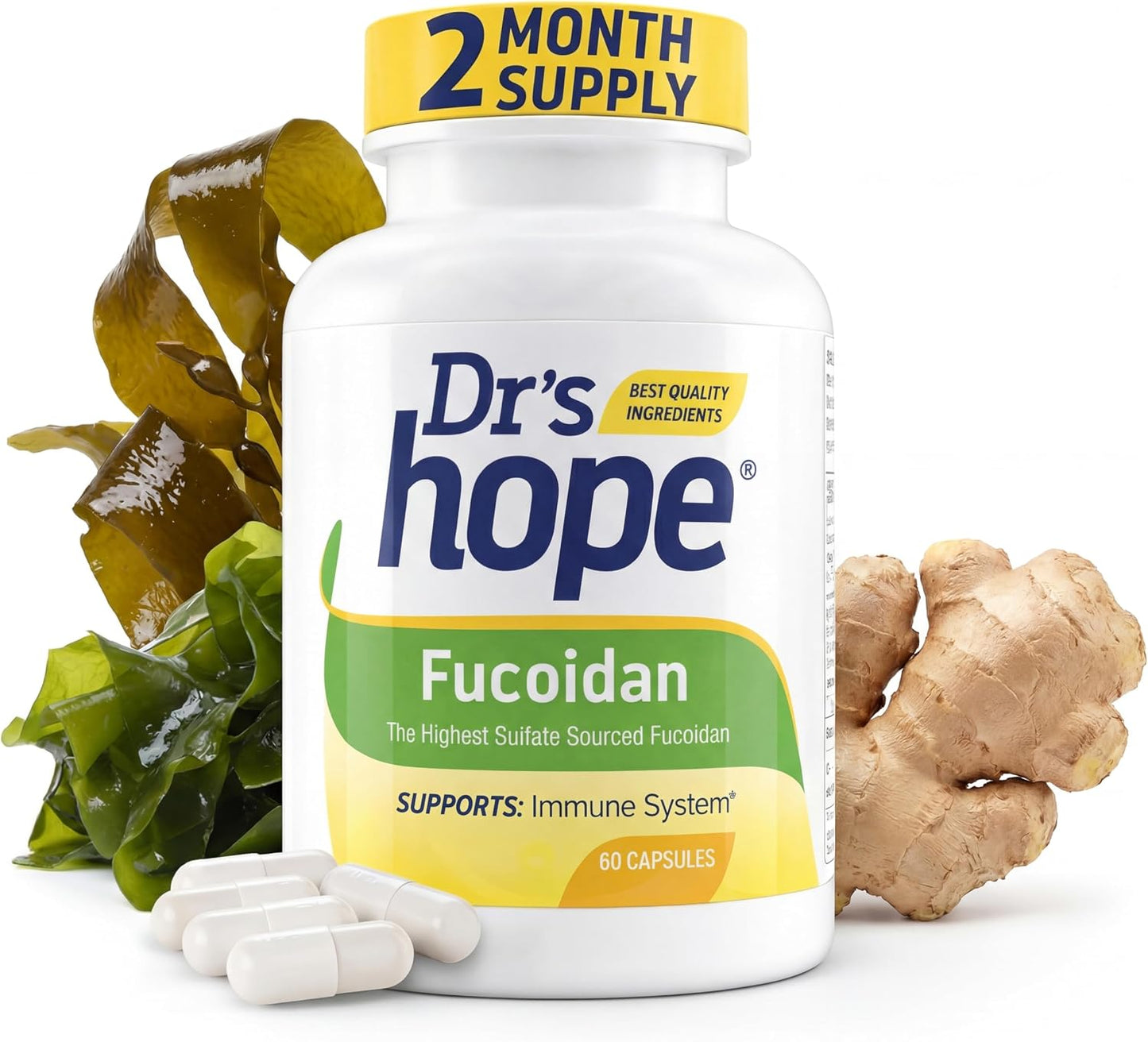 Dr's Hope Fucoidan 65mg – Brown Seaweed Extract Food Supplement (60 Capsules) - görsel 1