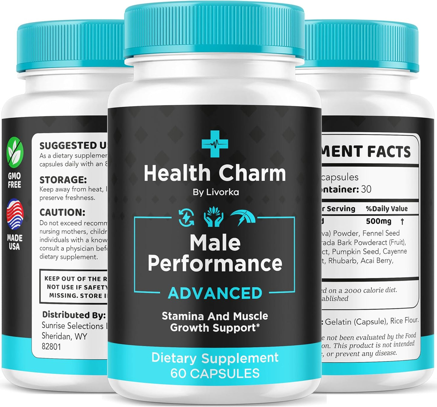 LIVORKA Health Charm Men's Multivitamin Capsules - All Natural Supplement, 60 Capsules - görsel 8