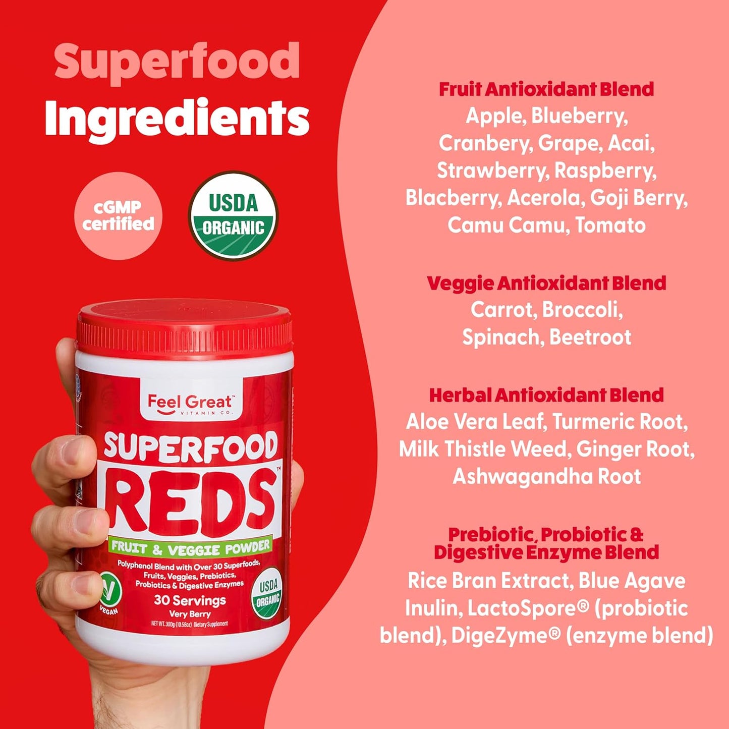 Feel Great Organic Superfood Reds Powder - görsel 2