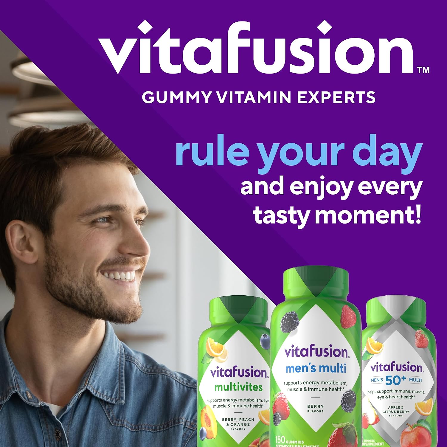 vitafusion Adult Gummy Vitamins for Men, Berry Flavoured, 150 Count (75 Day Supply) - görsel 7