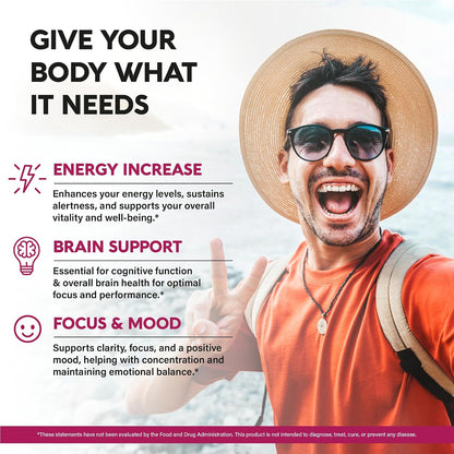 USDA Organic Vitamin B12 Sublingual Drops - 5000mcg Liquid Methylcobalamin for Women & Men - Energy, Focus, Mood & Brain Health - 4 Month Supply