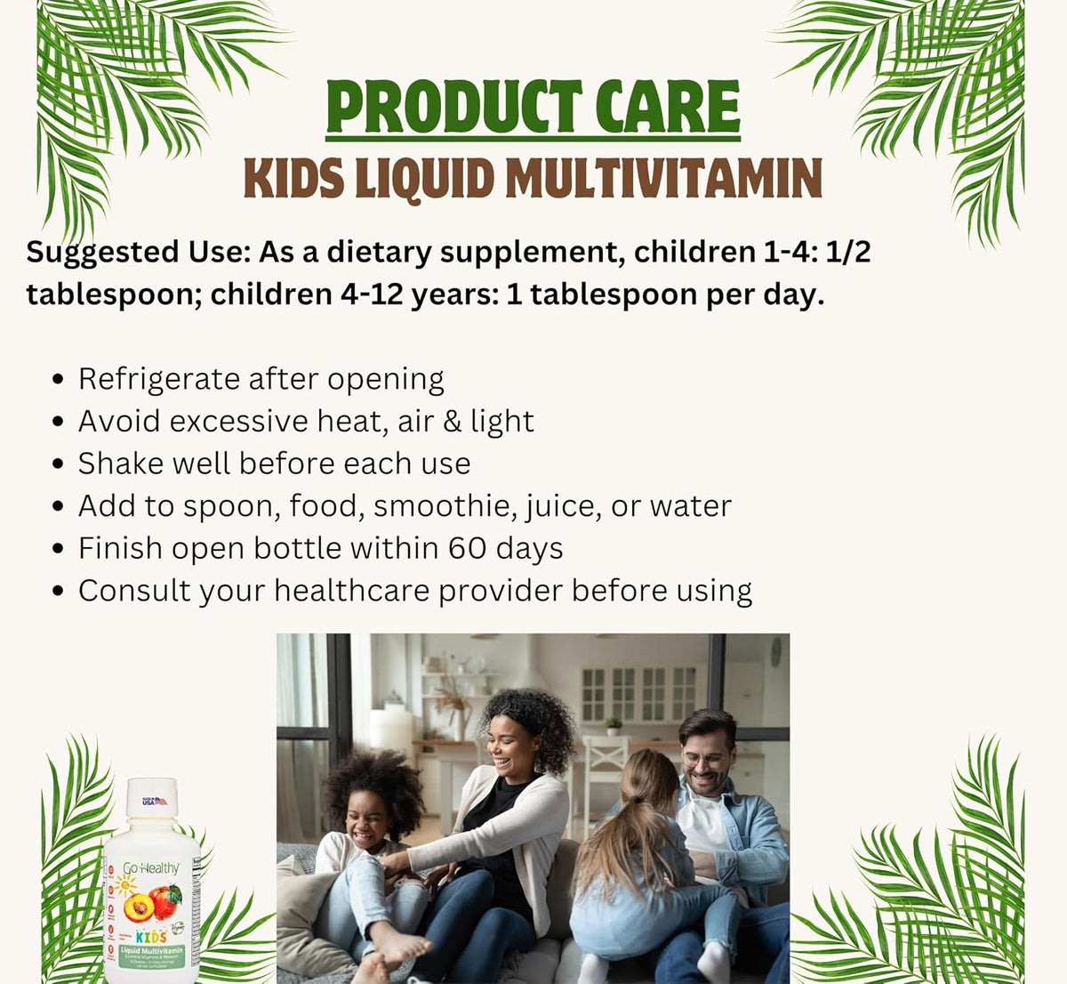 Go Healthy Kids Liquid Multivitamin - Peach Mango - 30-60 servings - görsel 9