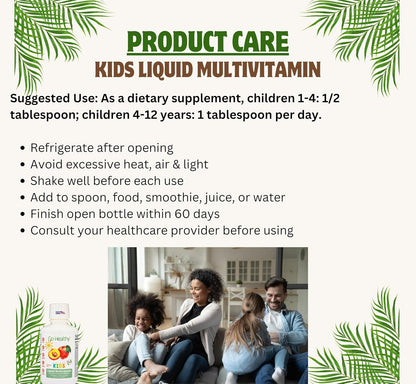Go Healthy Kids Liquid Multivitamin - Peach Mango - 30-60 servings
