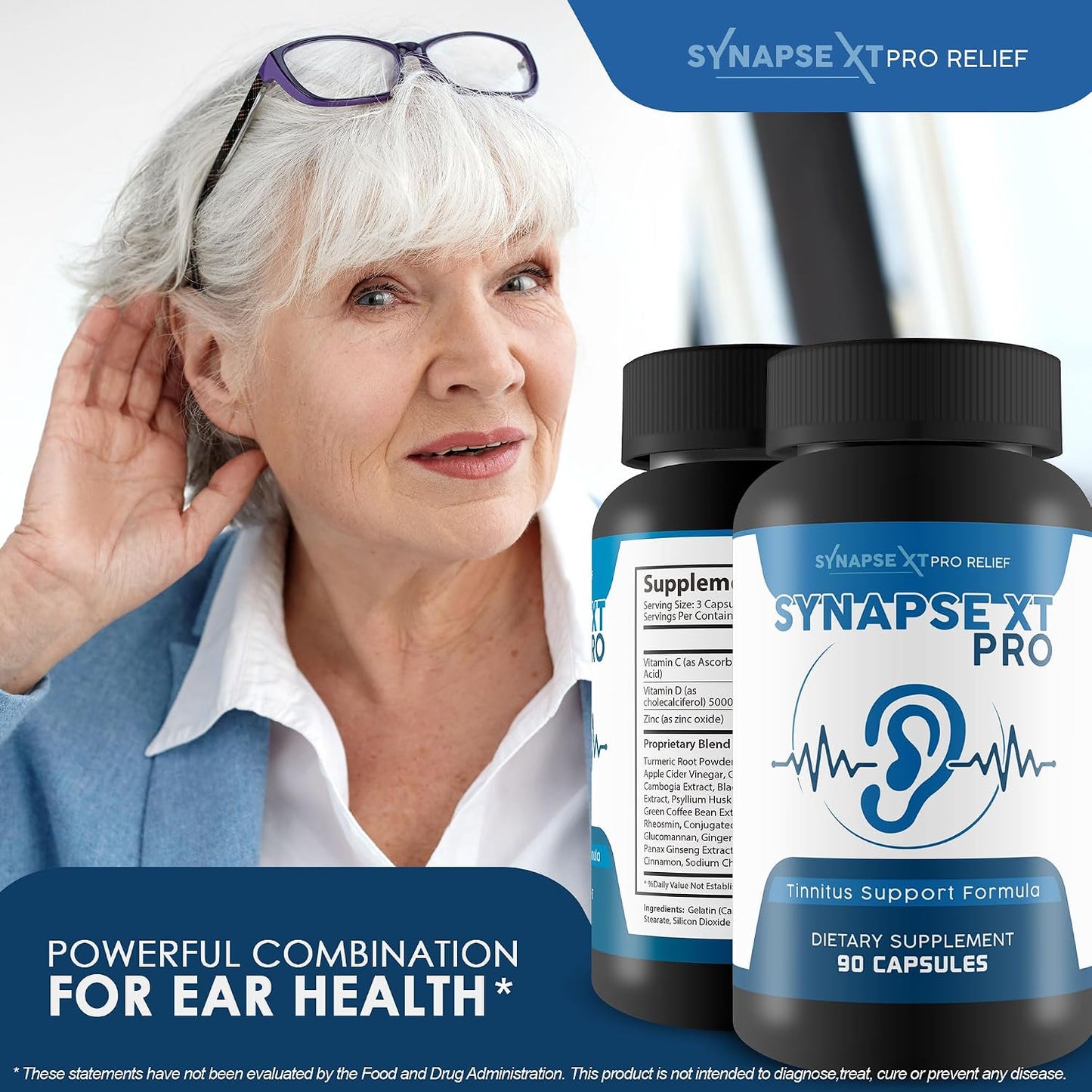 Synapse XT Pro - Tinnitus Support Formula - Proprietary Herbal Blend with Ginseng & Turmeric, 60 Capsules - görsel 5