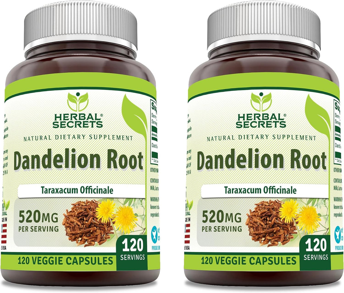Herbal Secrets Dandelion Root 520 mg Veg Capsules Supplement | Non-GMO | Gluten-free | Made in the USA (250 Count) - görsel 5