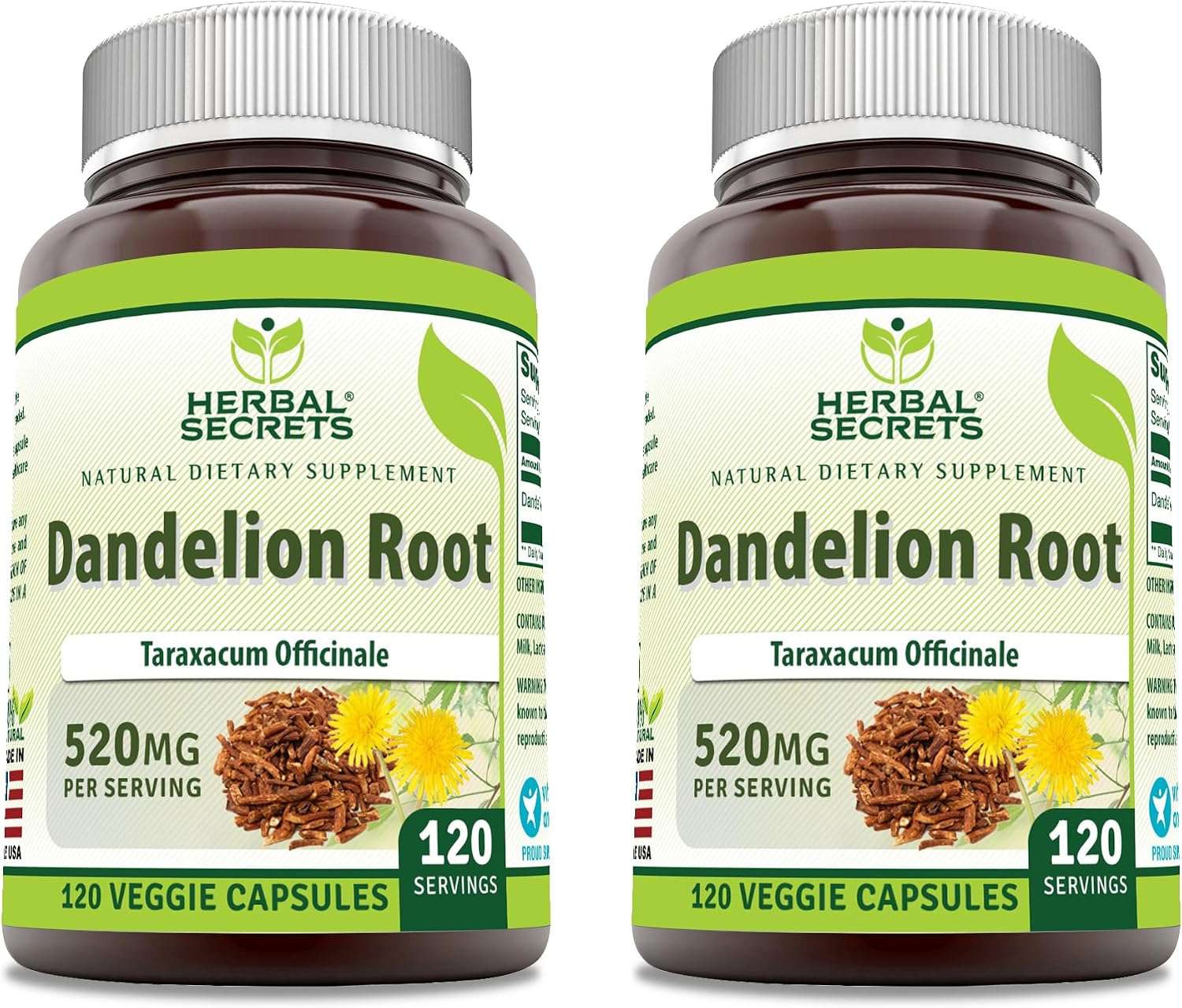 Herbal Secrets Dandelion Root 520 mg Veg Capsules Supplement | Non-GMO | Gluten-free | Made in the USA (250 Count) - görsel 5