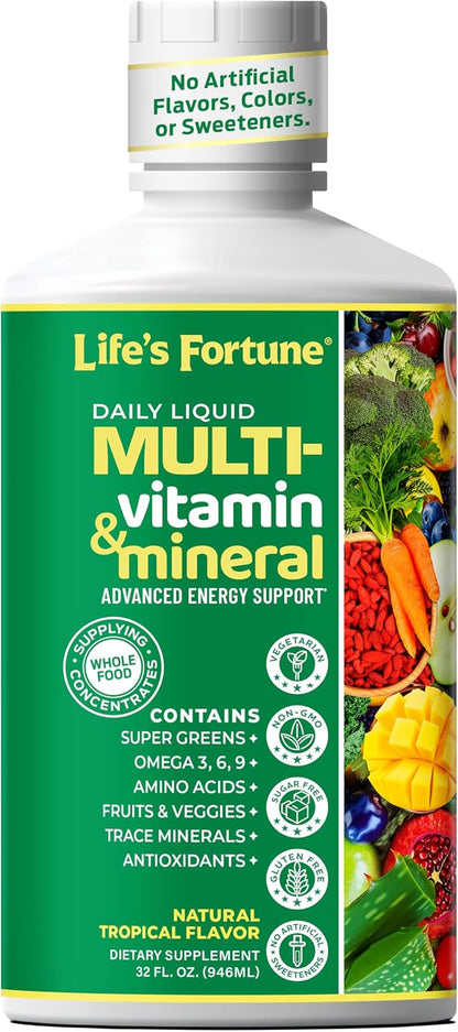 Life's Fortune Whole Food Multivitamin & Mineral Supplement – Energy, Immune & Brain Support – Iron-Free, 180 Vegetarian Tablets