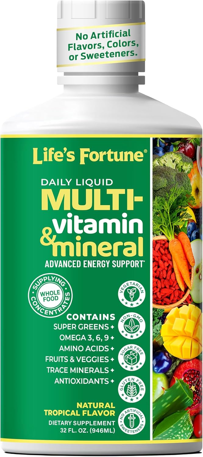 Life’s Fortune Liquid Multivitamin for Adults and Seniors - Fast Absorption, 90+ Nutrients, Tropical Flavour, 946 ml - görsel 1