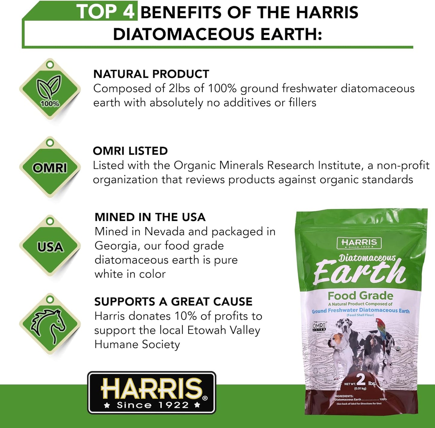 Harris Food Grade Diatomaceous Earth for Pets, 2 lb - görsel 2