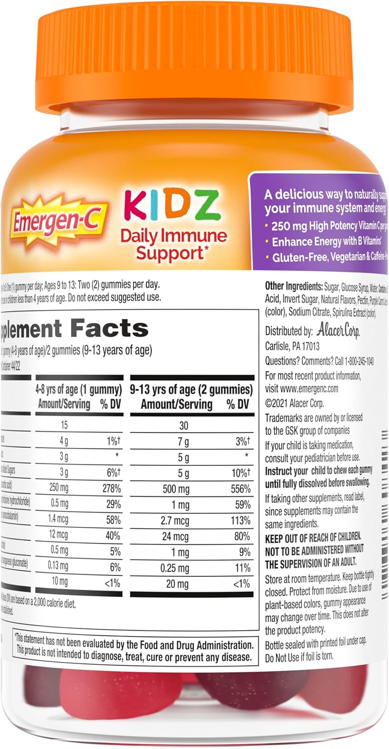 Emergen-C Kidz Daily Immune Support Gummies, Berry Bash – 44 Count - görsel 10