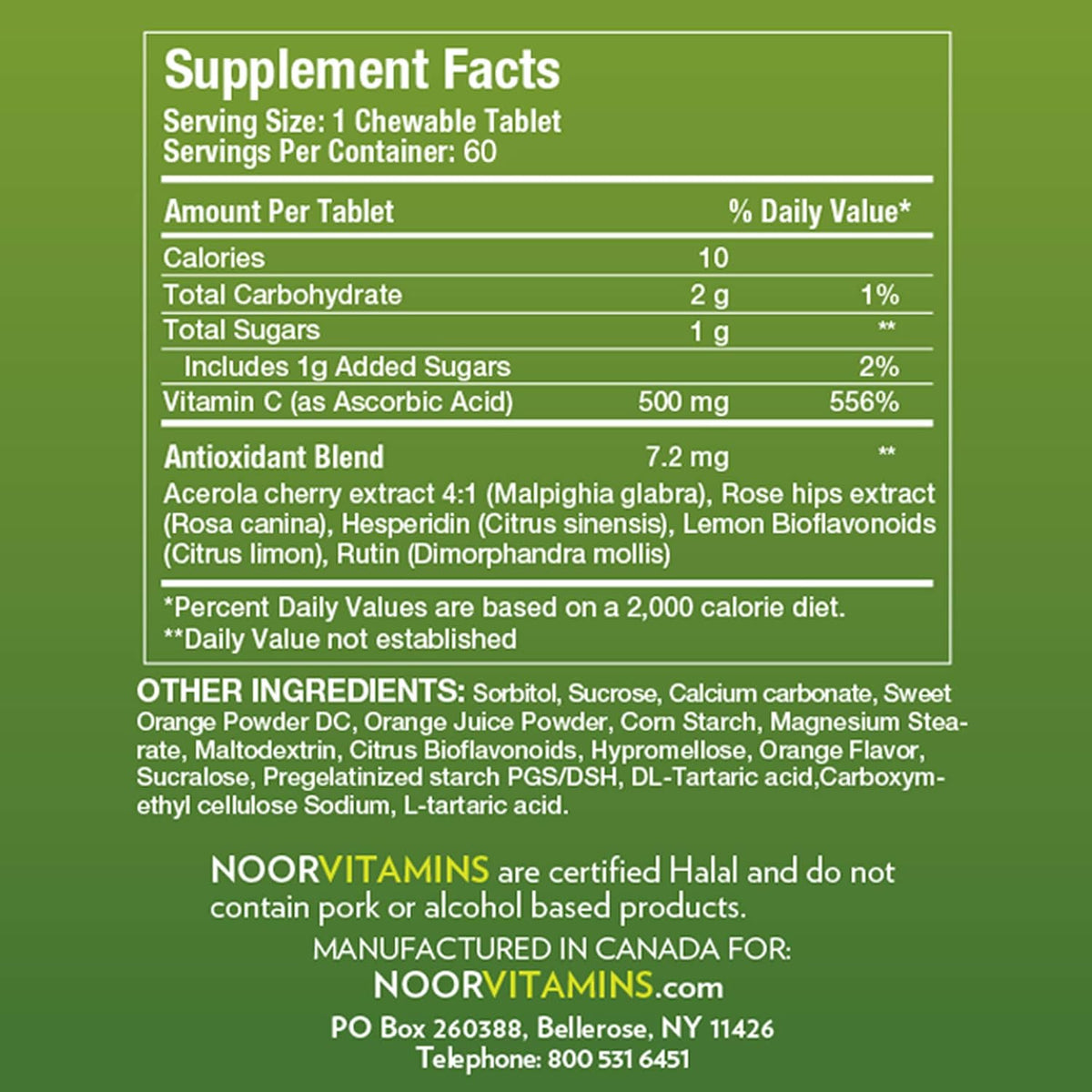 Noor Vitamins Vitamin C 500mg Chewable Tablets with Rose Hips – Orange Flavour, 60 Count - görsel 2