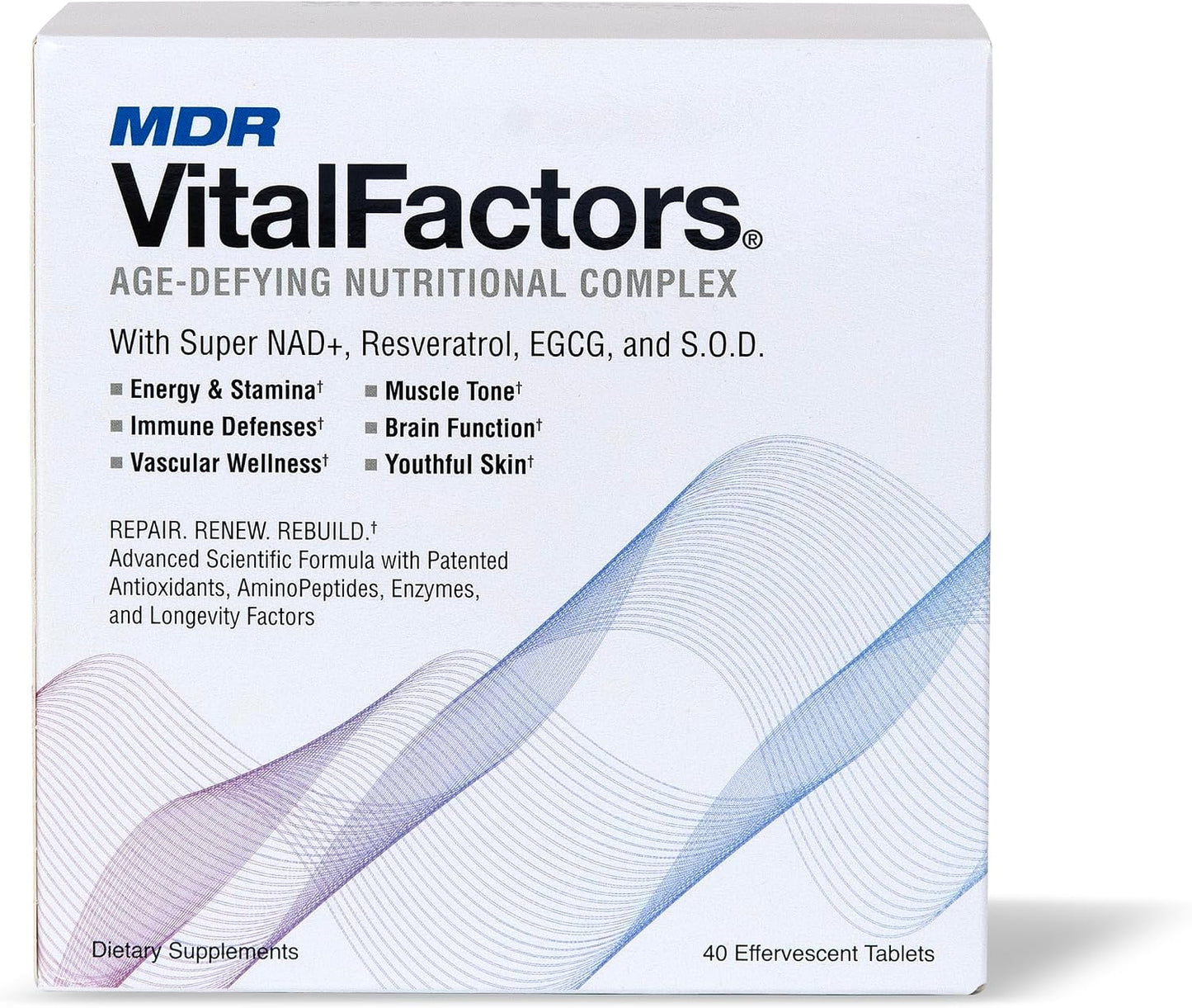 MDR VitalFactors NAD+ Anti-Ageing Drink Mix – Doctor Formulated Effervescent Tablets with Resveratrol, SOD, B12 & D3 – Supports Cellular Health & Vitality – 40 Tablets - görsel 2