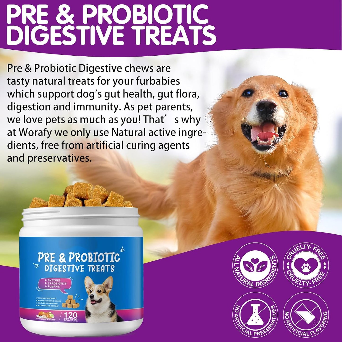 Probiotics for Dogs – Digestive & Coat Health – 120 Soft Chews - görsel 7