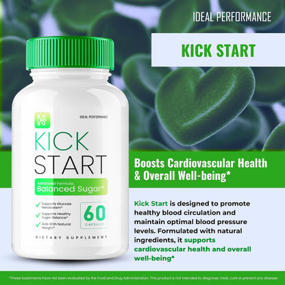IDEAL PERFORMANCE Kick Start Capsules - Balanced Blood Sugar Supplement & Glyco Optimiser (2 Pack)