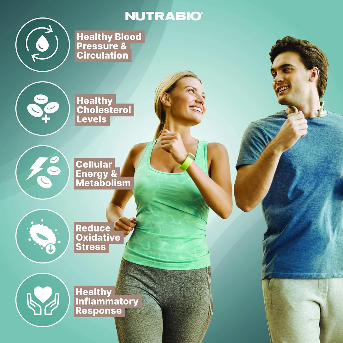 NutraBio Heart - Cardiovascular Supplement with Bergamonte, CoQ10, and Olive Leaf Extract - 90 Capsules - görsel 4