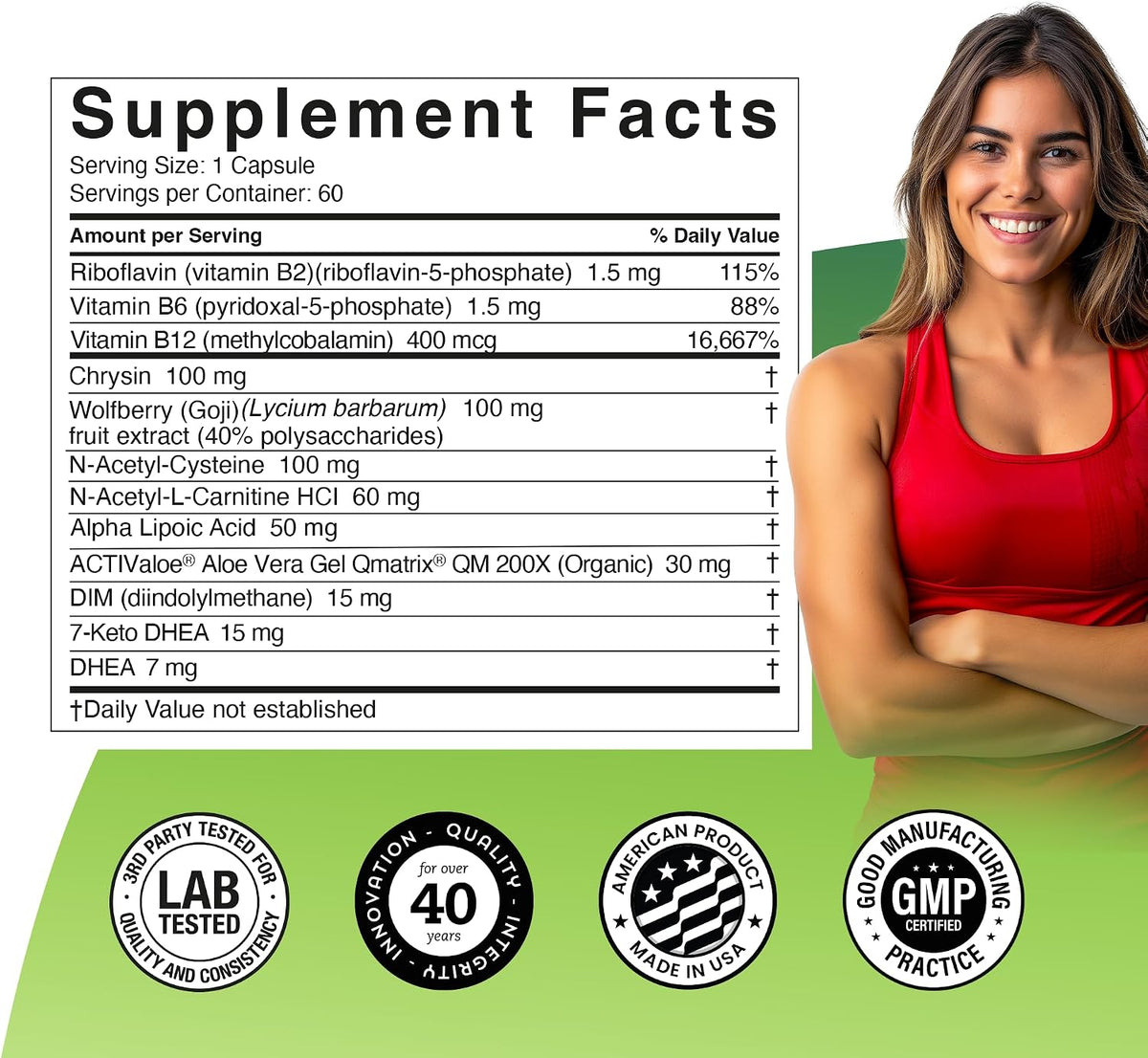 Univera Prime - Vitamin C, B6, B12, DHEA Supplement for Cell Renewal, Heart & Immune Health, 60 Vegetarian Capsules - görsel 3