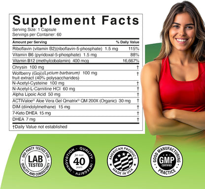 Univera Prime - Vitamin C, B6, B12, DHEA Supplement for Cell Renewal, Heart & Immune Health, 60 Vegetarian Capsules