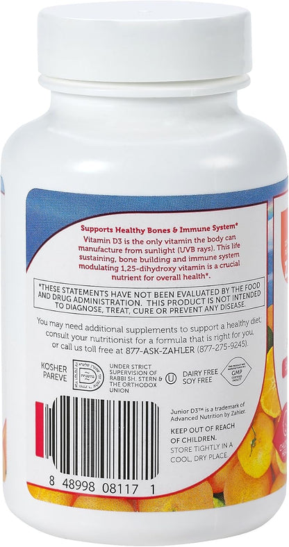Zahler Junior D3 Chewable 1000IU for Kids - 240 Orange Flavoured Tablets