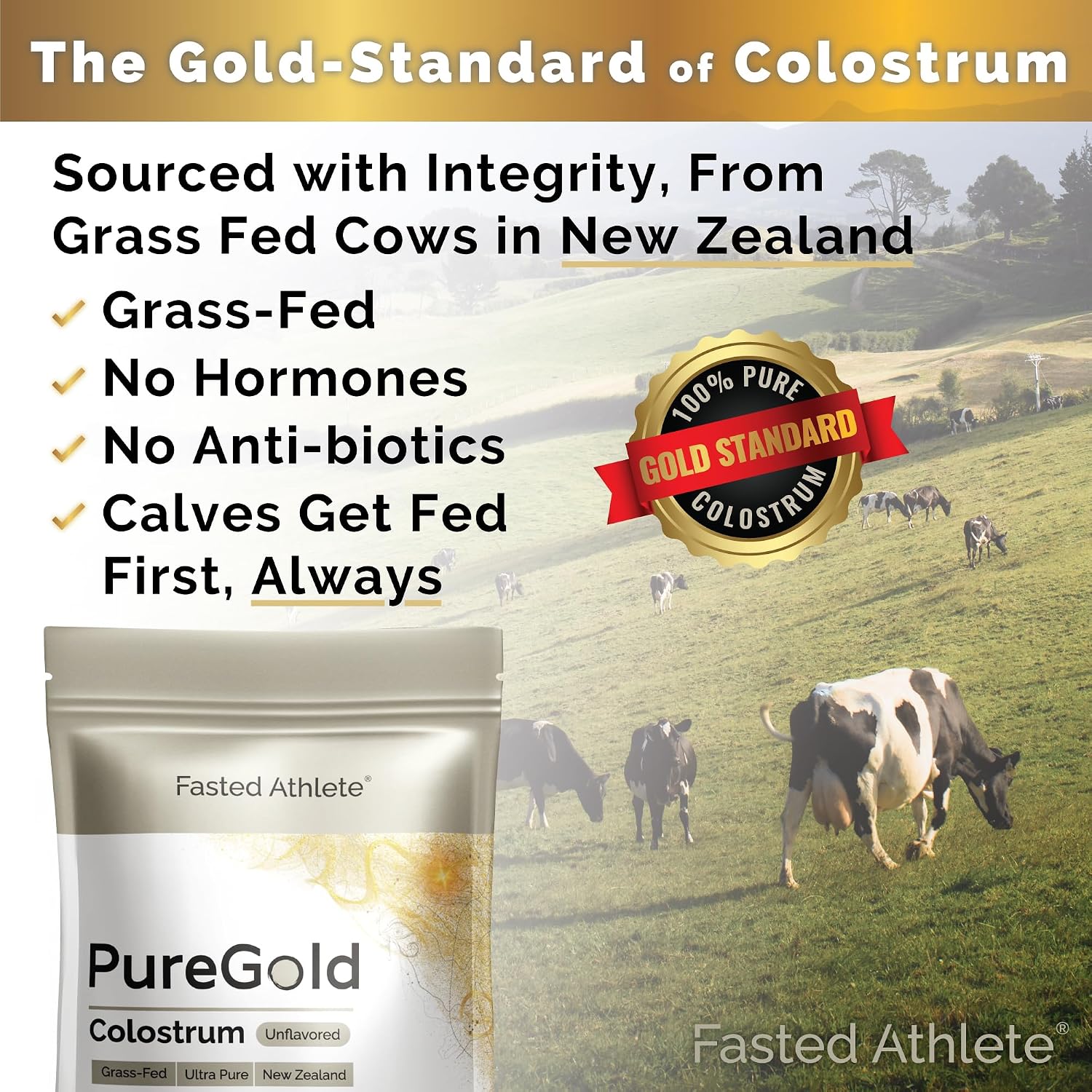 PureGold Bovine Colostrum Powder – 100% Pure New Zealand Grass Fed, Supports Gut Health, Skin, Hair & Immunity – Unflavoured, 30 Travel Packets - görsel 3