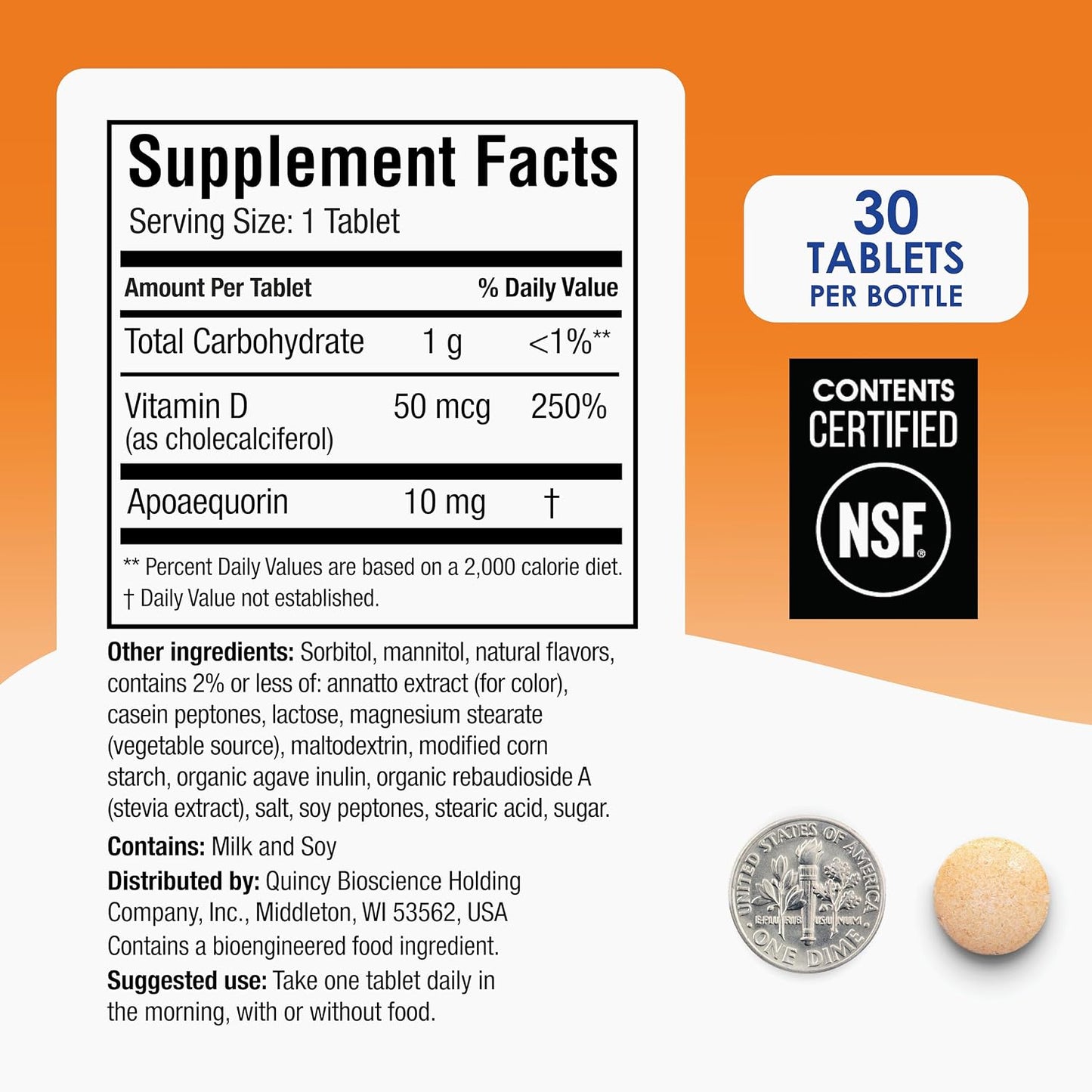 Prevagen Regular Strength Orange Chewables - 90 Tablets (3 Month Supply) | Food Supplement with 10mg Apoaequorin & Vitamin D3 - görsel 6
