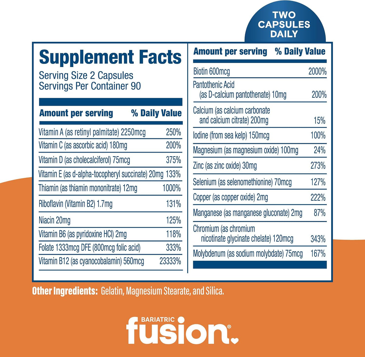 Bariatric Fusion Bariatric Multivitamin Without Iron - 180 Capsules (3 Month Supply) - görsel 4