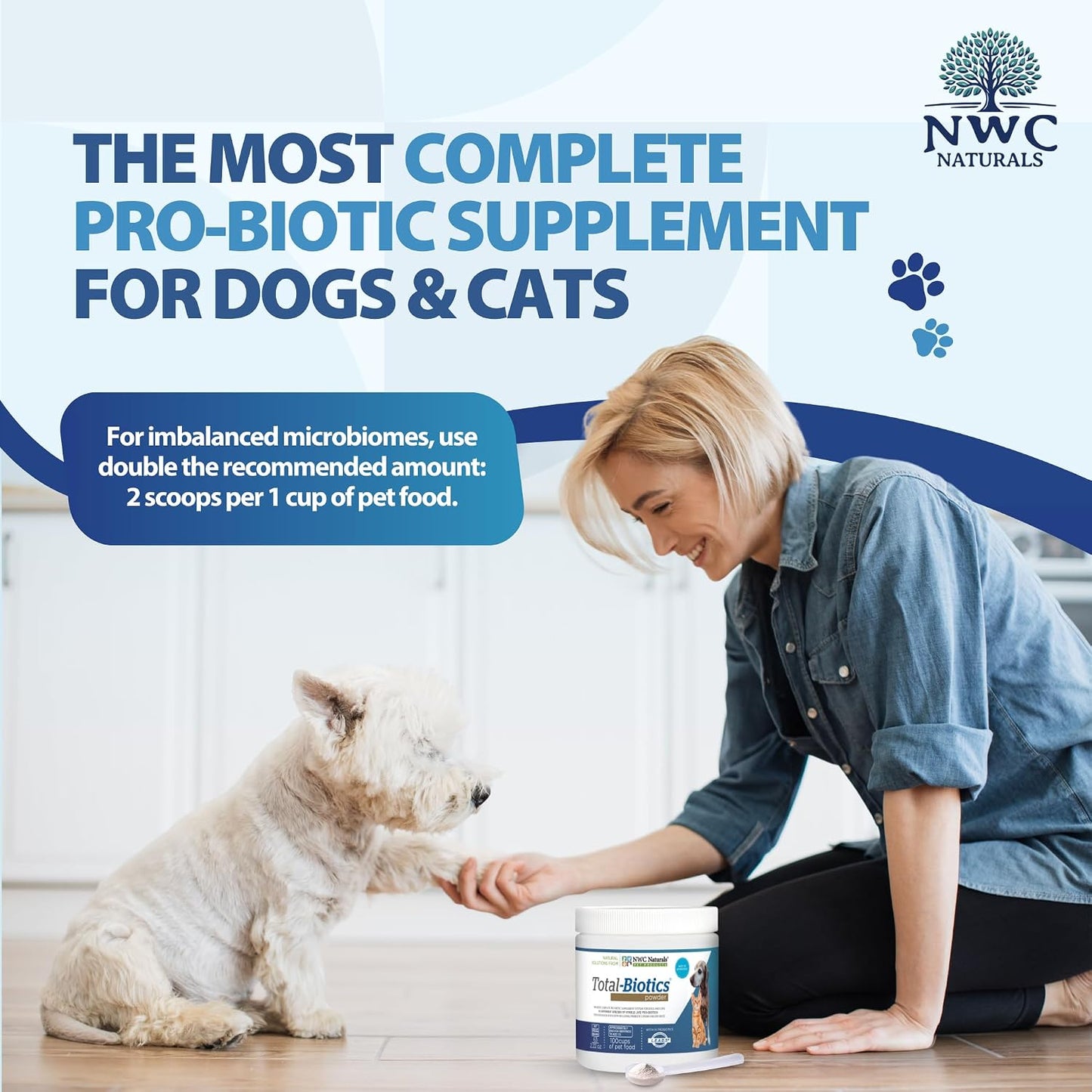NWC Naturals Total-Biotics Probiotic for Dogs & Cats - Digestive Health Powder, 100 Servings - görsel 6