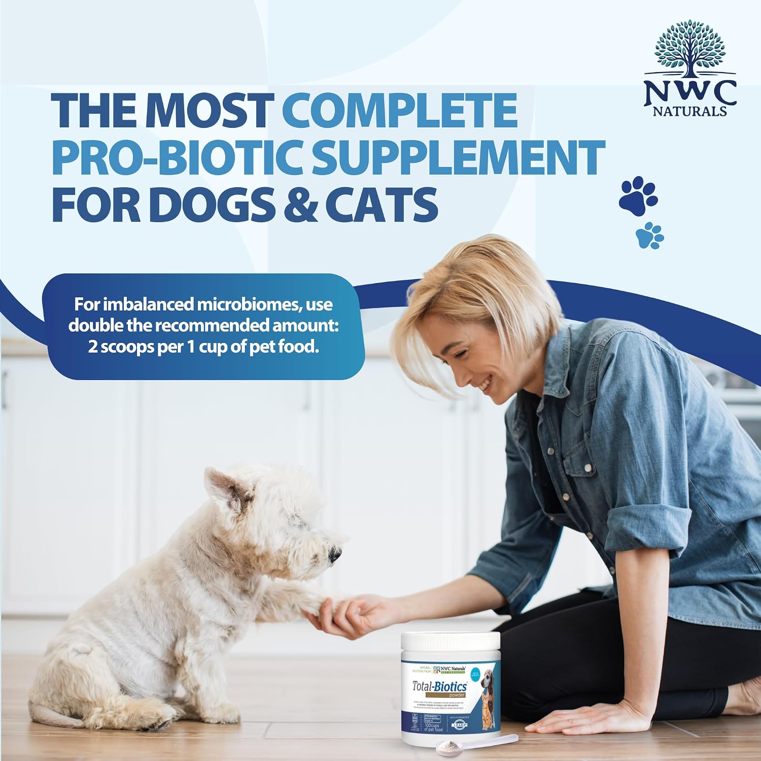 NWC Naturals Total-Biotics Probiotic for Dogs & Cats - Digestive Health Powder, 100 Servings - görsel 6