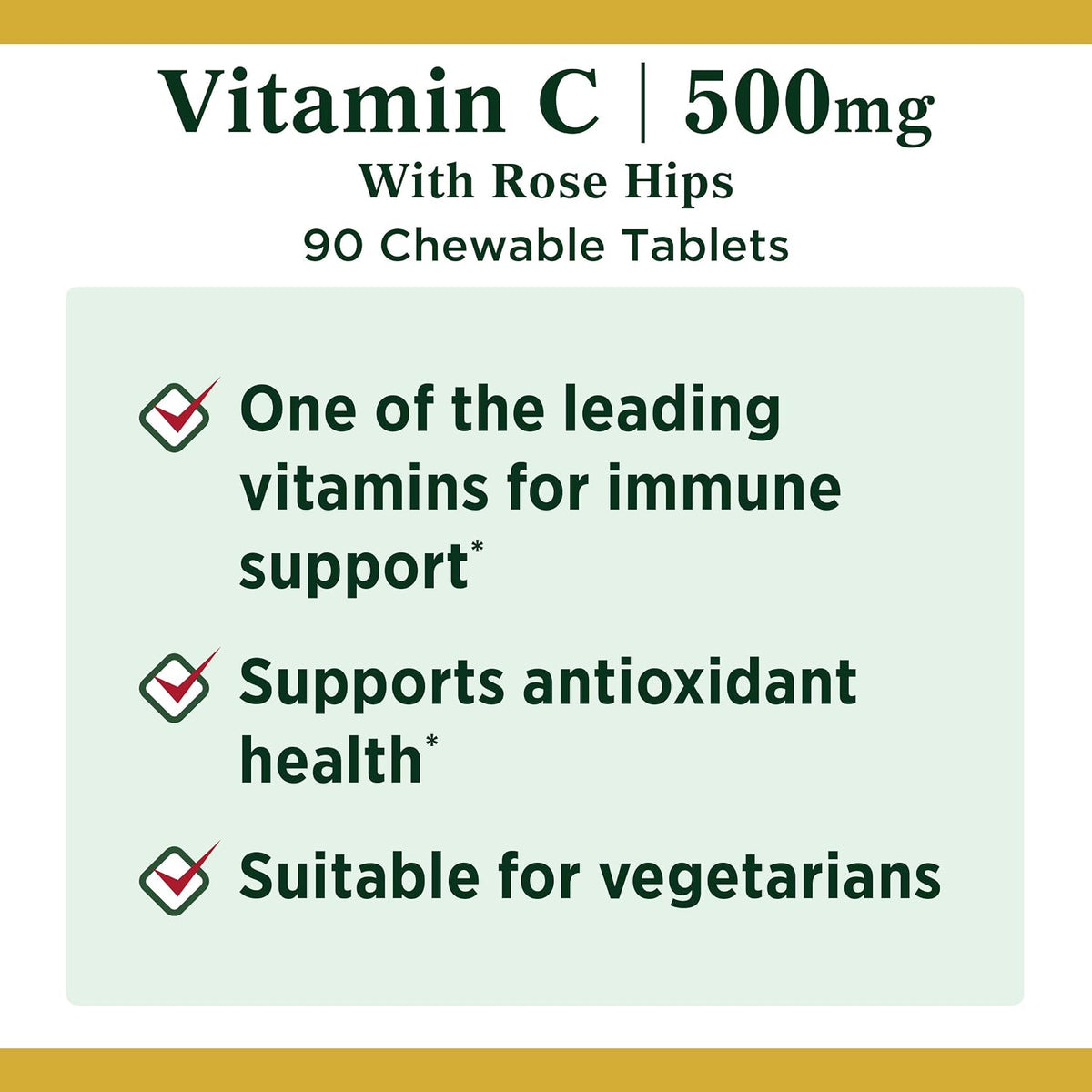 Nature's Bounty Vitamin C 500 mg with Rose Hips Chewable Tablets, Orange Flavour, 90 Count (Pack of 2) - görsel 3