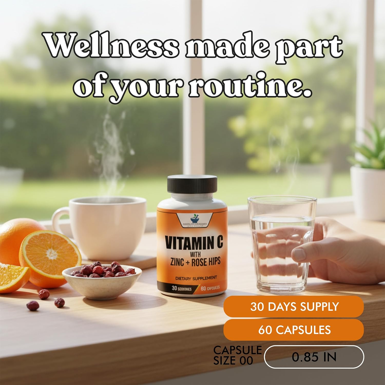 American Standard Supplements Vitamin C 2000mg, Zinc & Rose Hips - 60 Capsules - görsel 4