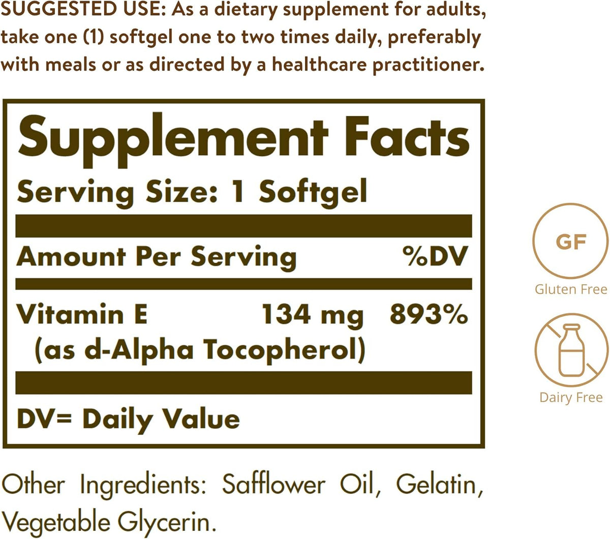 Solgar Vitamin E 200 IU, 100 Softgels - Natural Source Vitamin E - görsel 2