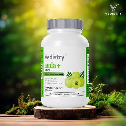 Vedistry Amla Supplement 1100mg - Indian Gooseberry with Long Pepper for Immunity & Energy - 60 Tablets