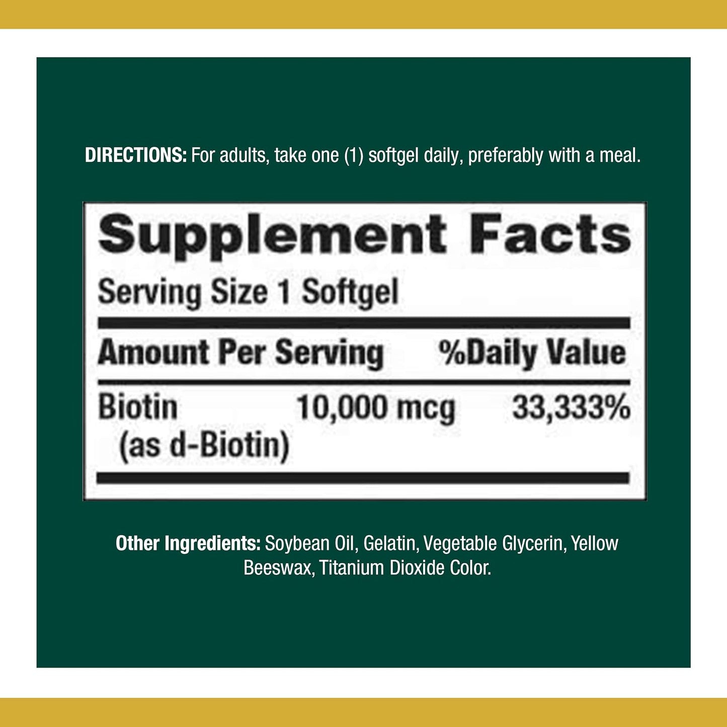 Nature's Bounty Biotin 10,000 mcg Rapid Release Softgels – 120 Softgels (10-Pack) - görsel 2